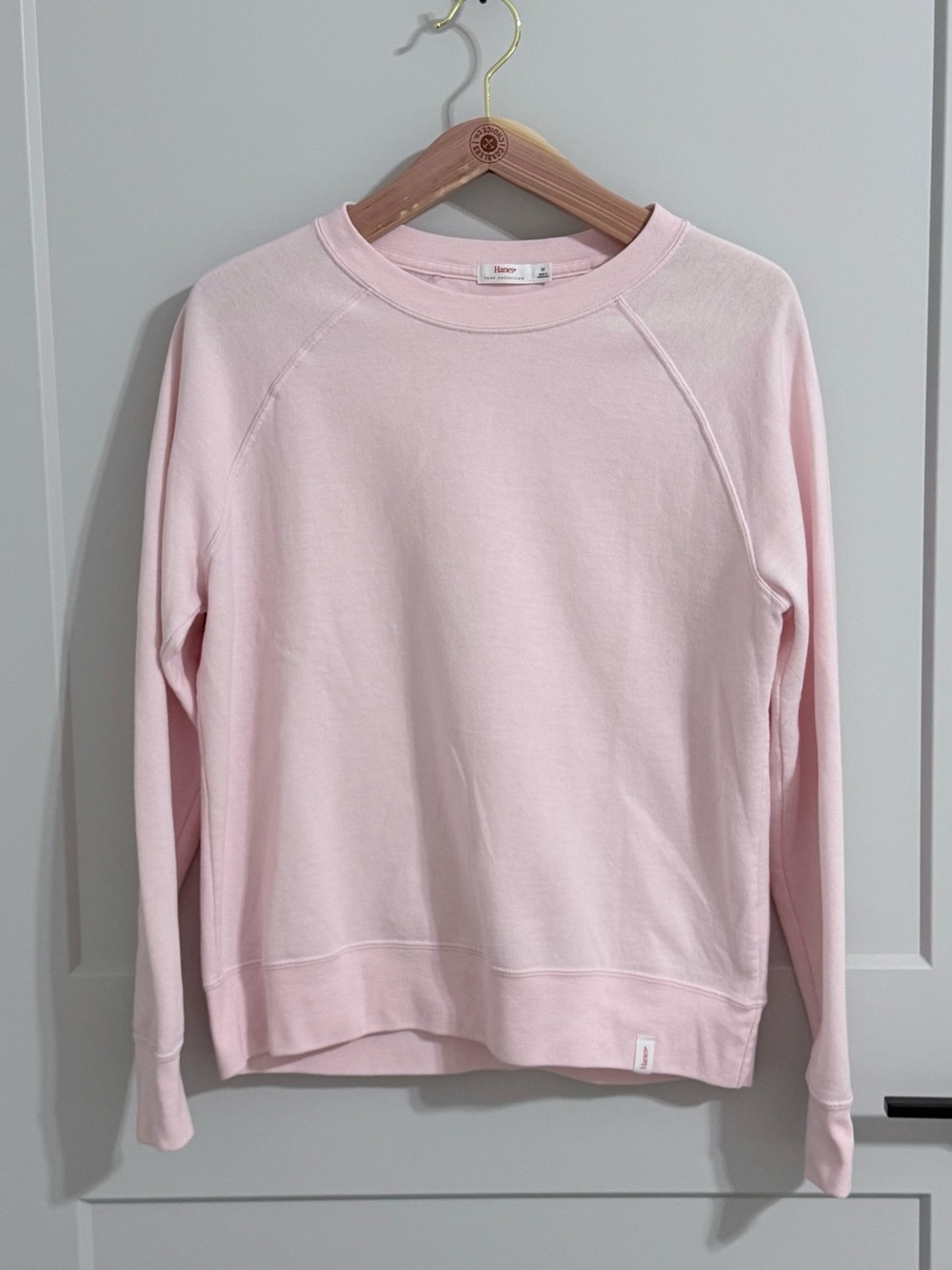 Hanes Luxe Collection Pink Raglan Crewneck Sweatshirt Size M